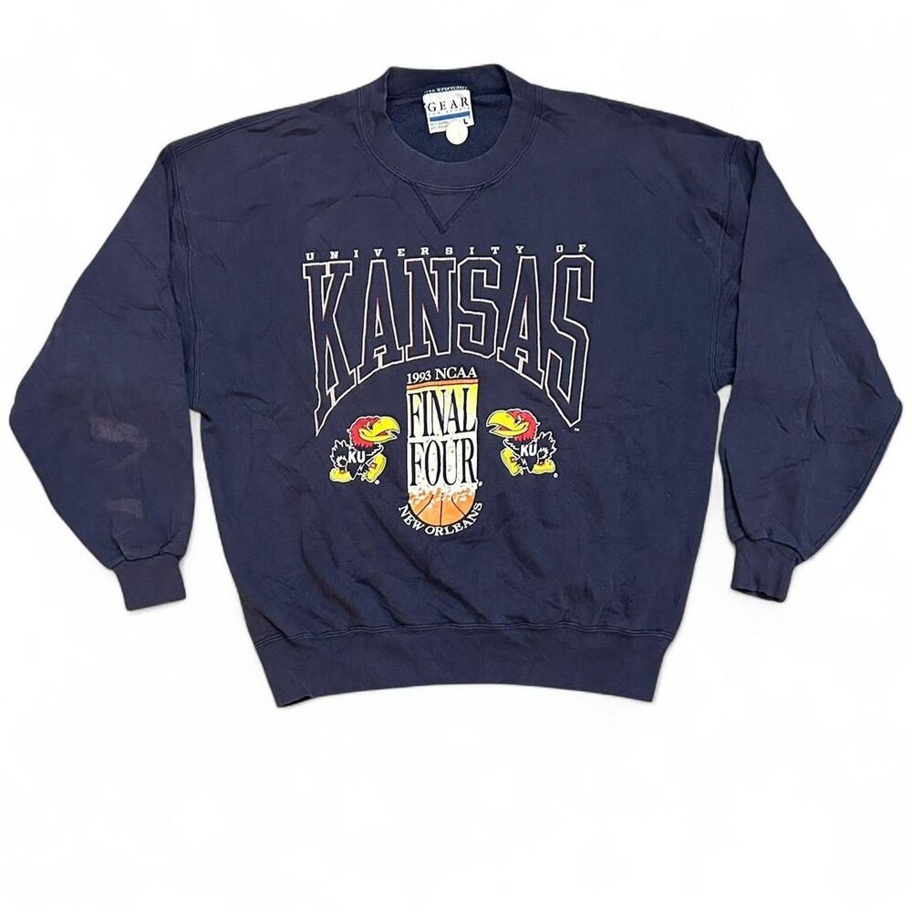 Vintage 90s Kansas Jayhawks Final Four Crewneck 1993 NCAA Basketball Men’s Large